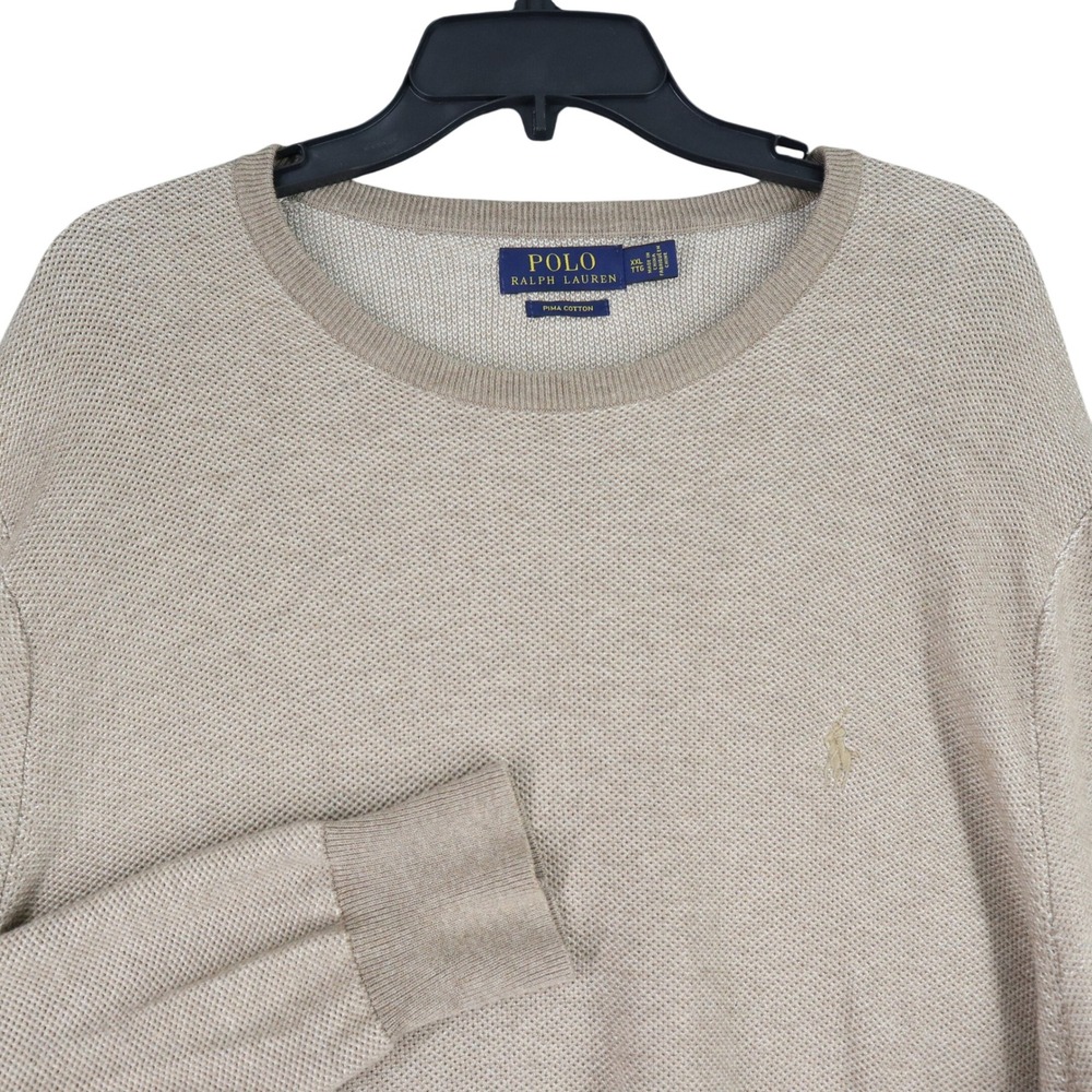 Polo Ralph Lauren Sweater Mens XXL Tan Pima Cotton Pony Logo Casual